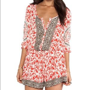 Free People Print Mixed Gardenia Resort Romper